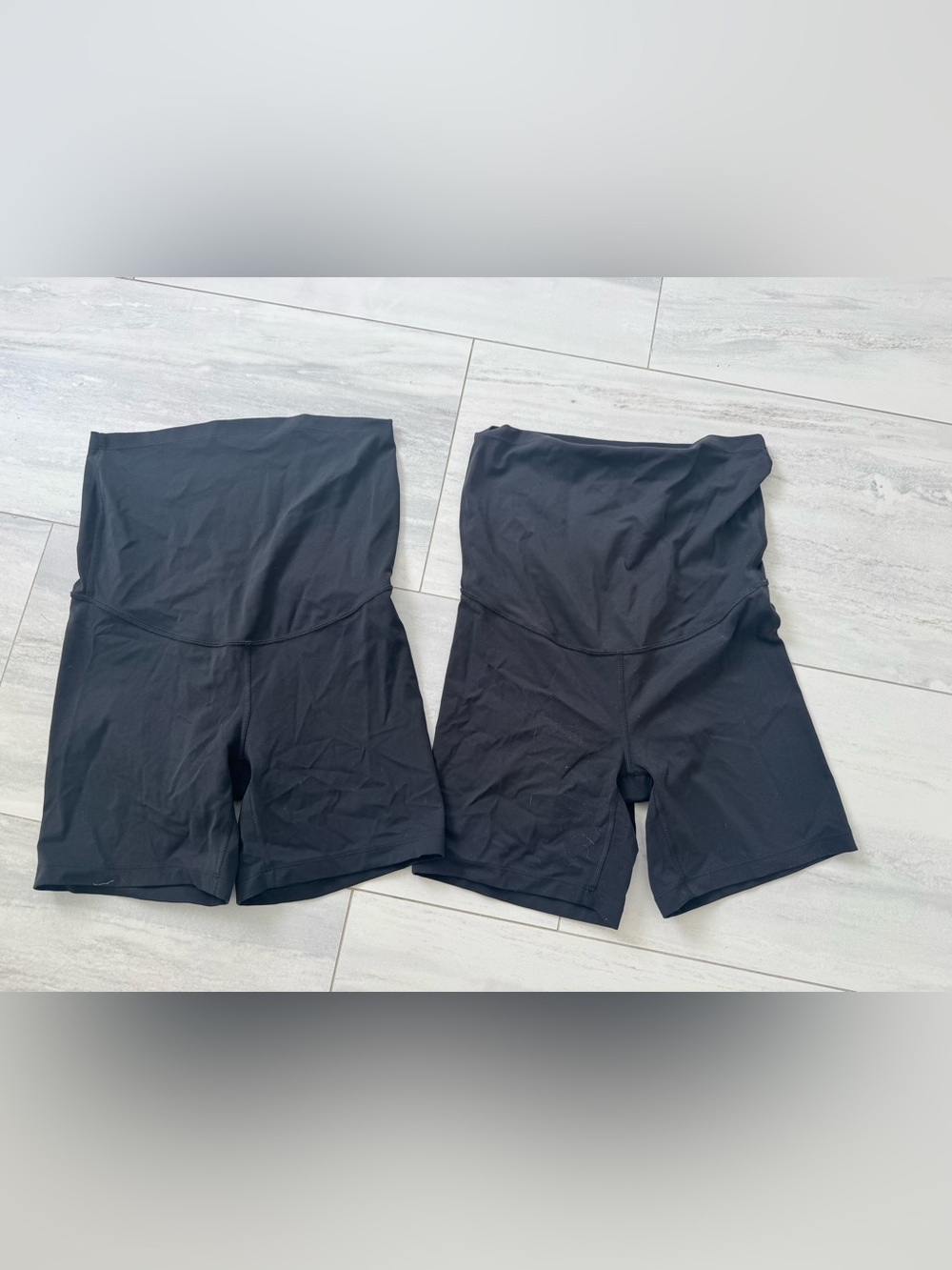 CRZ YOGA Maternity Bundle of 2 Black High-Waist Bike Shorts (Pair)